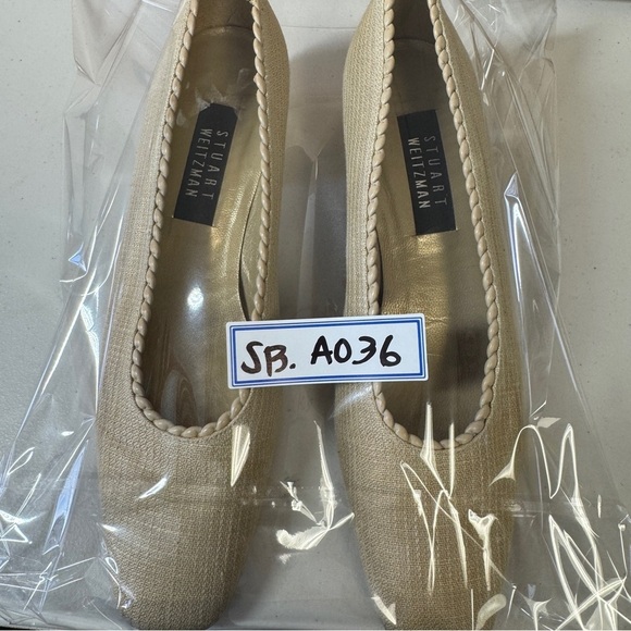 Vintage Stuart Weitzman Textured Cream Tan Old Money Women's Shoes Size 9 1/2 - Picture 14 of 16